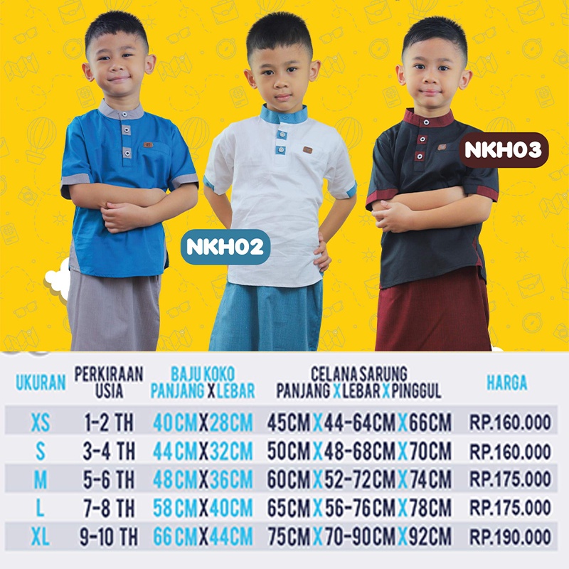 Setelan Baju Koko Sarung Celana Anak Laki Laki Umur 1 2 3 4 5 6 7 8 9 10 Tahun Model Terbaru