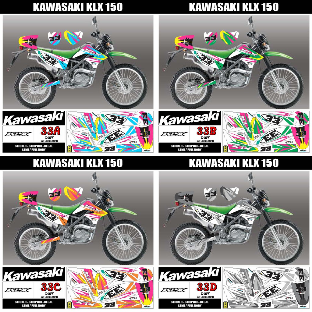 BISA COD Stiker Striping KAWASAKI KLX 150 OLD  VARIASI Decal AR-33 DOFF SEMUA READI