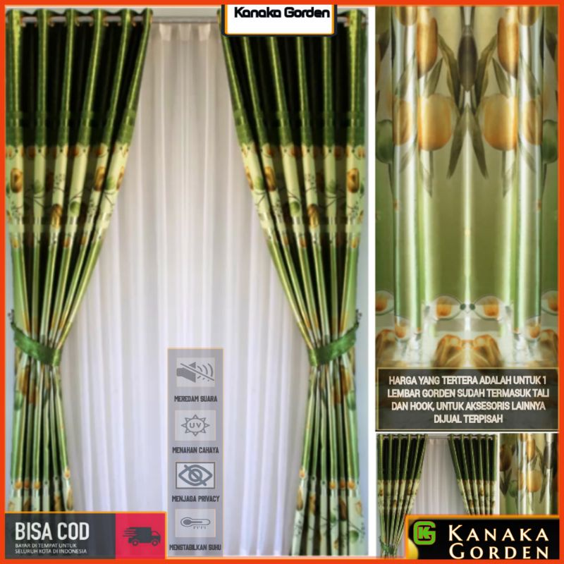 Gorden Jendela pintu ruang tamu Hordeng Minimalis Mewah Tebal Printing Mengkilap Model Smokering war