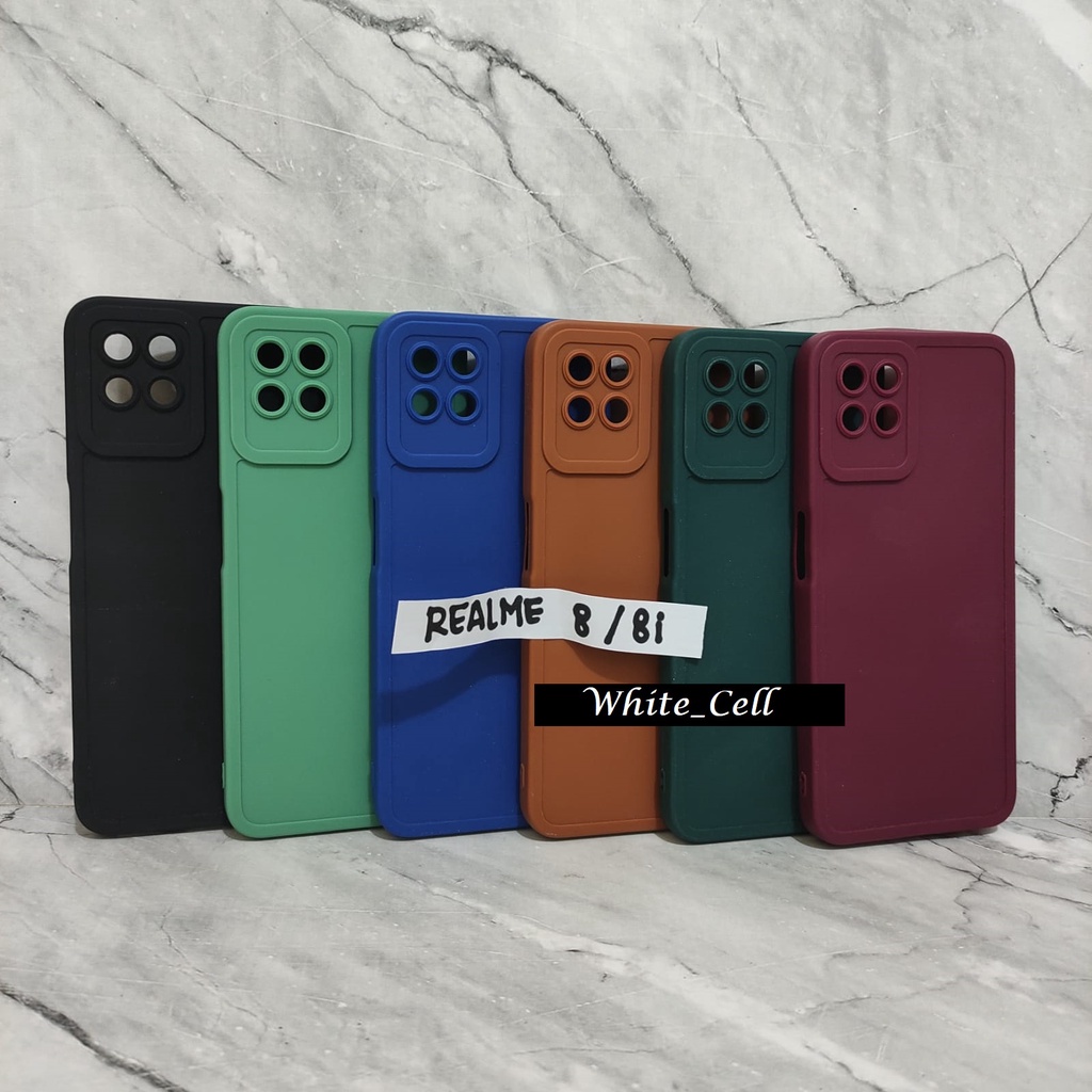 SoftCase ProCamera Silicon Matte Case Full Cover Realme 5 Pro Realme 8 Realme 8i Realme 9 Pro Realme C15 White_Cell