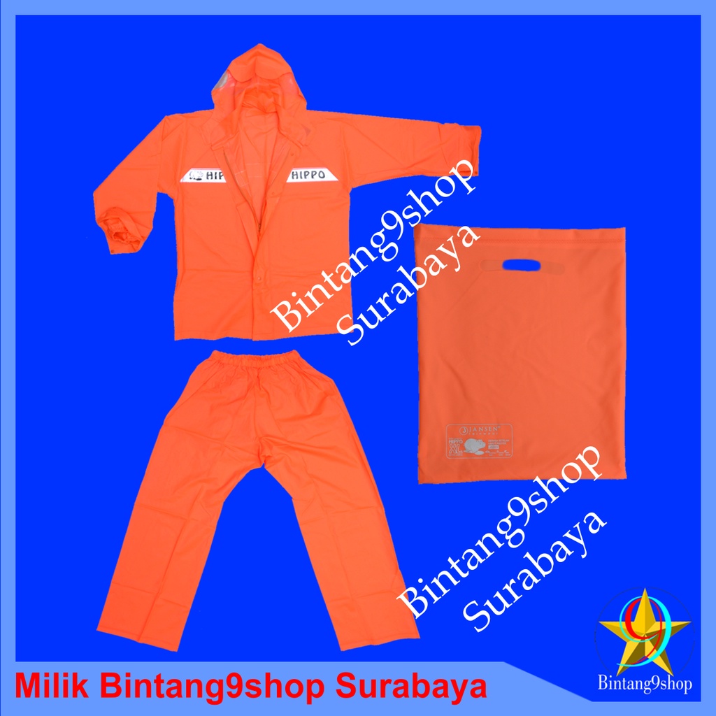 Jas Hujan Dewasa ukuran All Size - Jas hujan bahan Karet sintetis - setelan Jaket Celana merek HIPPO