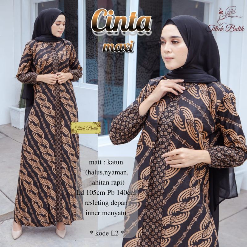 DRESS BATIK CINTA / DRES BATIK KATUN / GAMIS BATIK KATUN HALUN / BATIK SOLO / DRES BATIK