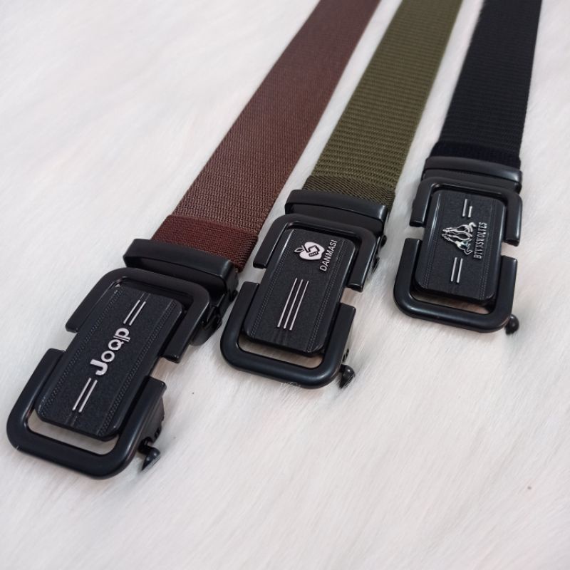 Ikat Pinggang import Pria Canvas Nylon Belt Nylon Canvas Sabuk Pria Nylon Kepala Logam Besi -046