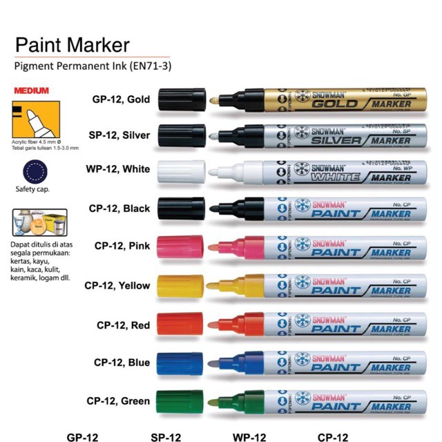 

Snowman Paint Marker 2.5 mm CP-12 TERBAIK