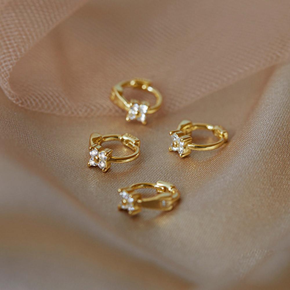 Nanas Hoop Kecil Hoogie Anting-Anting Perhiasan Fashion Batu Mengkilap Tragus Tulang Rawan Helix CZ Earrings