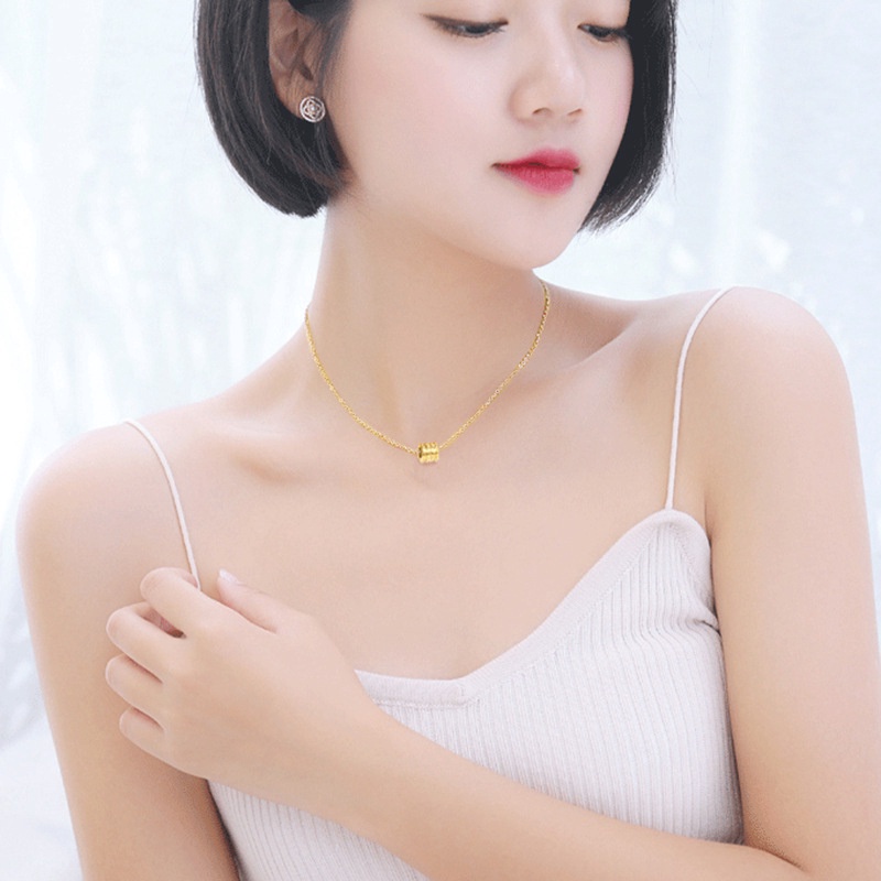 Bisa Cod Kalung Wanita Pelapisan 24K Emas Asli Tidak Pudar Hadiah liburan terbaik 729K2#-2