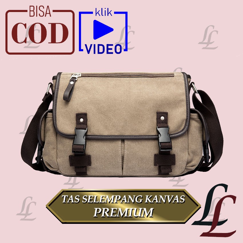Tas Selempang Kanvas Wayne / Tas Samping Pria / Tas Kuliah – Kerja Cowok / Men Canvas Messenger Bag