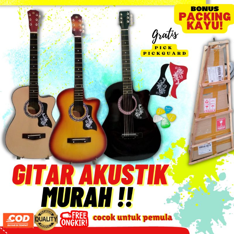 Gitar Akustik Pemula MURAH MERIAH GRATIS PACKING KAYU & GRATIS PICKGUARD