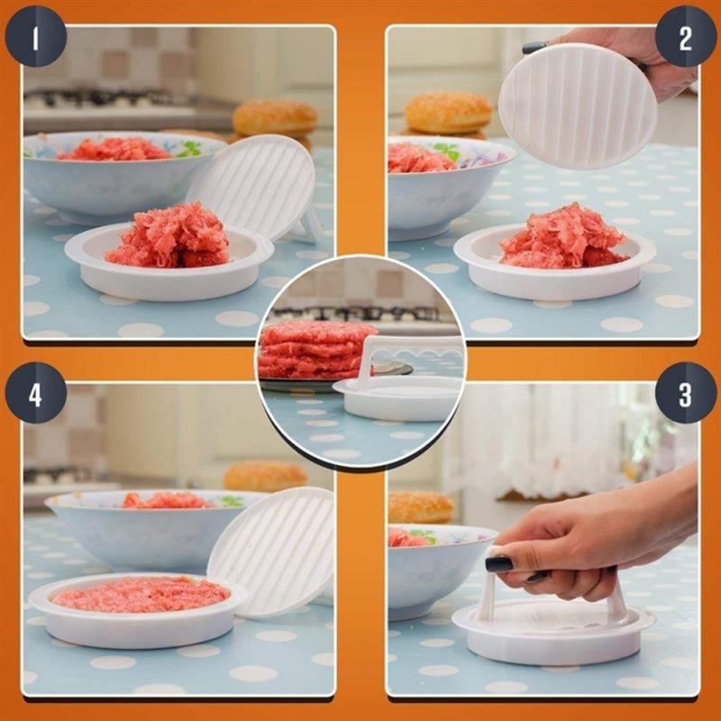Cetakan Press Daging Burger / Pie Suppressor Bentuk Bulat Bahan Plastik Anti Lengket Untuk Aksesoris Dapur