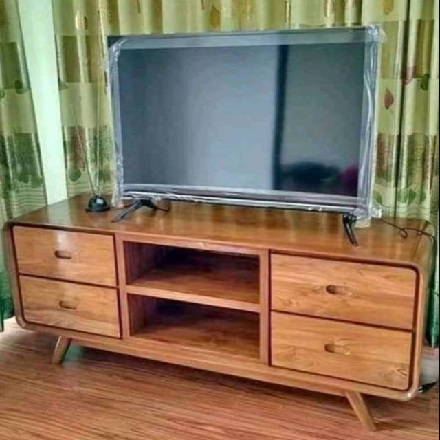 meja tv bufet kayu jati kabinet bifet tv minimalis pendek kayu jati jepara murah laci 4 terlaris