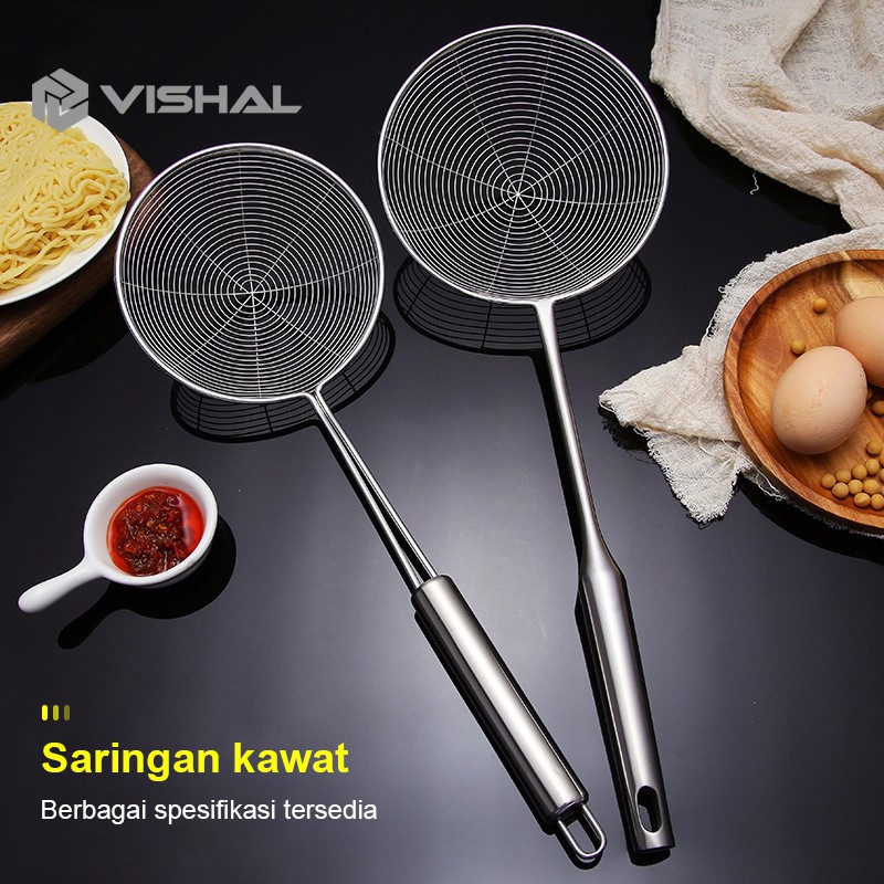 VISHAL Saringan Minyak Tirisan Goreng Serokan Masak Stainless Tahan Panas Colander Spoon/ RH