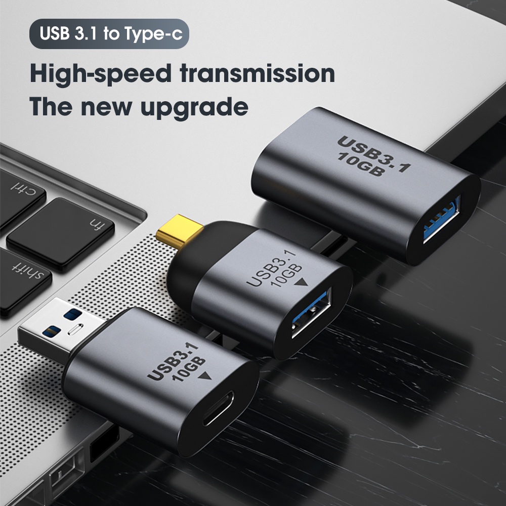 Adapter OTG USB Tipe C 3.1 3A 10Gbps Fast Charging Multifungsi Bahan Aluminum Alloy Untuk Hp / Macbook / Tablet