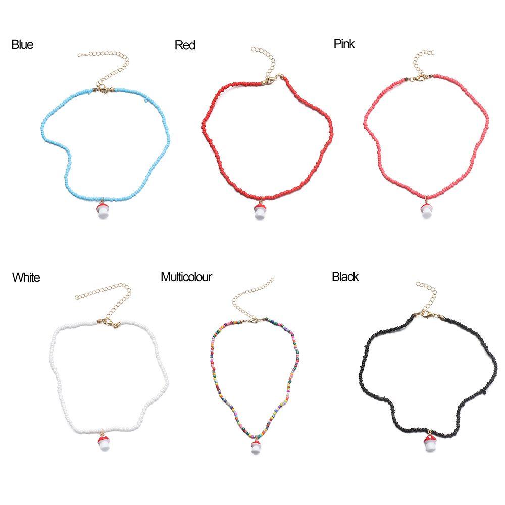 Manik-manik Perhiasan Kalung Jamur LILY Kawaii Liar Warna Permen Geometris Manis