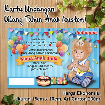  Kartu  Undangan Ulang  Tahun  Anak  custom Harga Ekonomis 