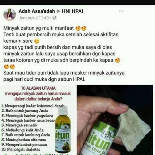 Minyak Zaitun Hni Hpai Extra Virgin Olive Oil Untuk Kesehatan Wajah Rambut Kulit Dan Bibir Indonesia