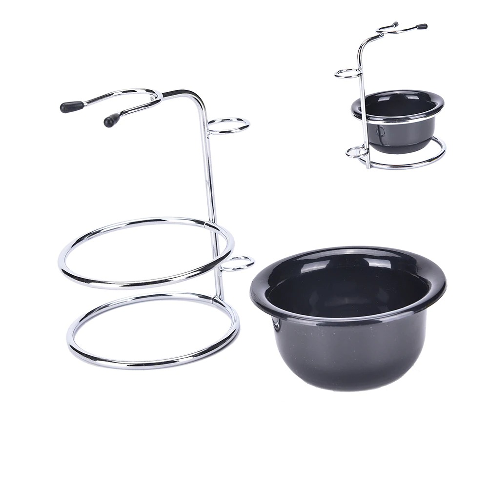 

[ READY STOCK ] 1 Set Shaving Brush Razor Stand Holder Stainless Steel and Black Acrylic Shaving