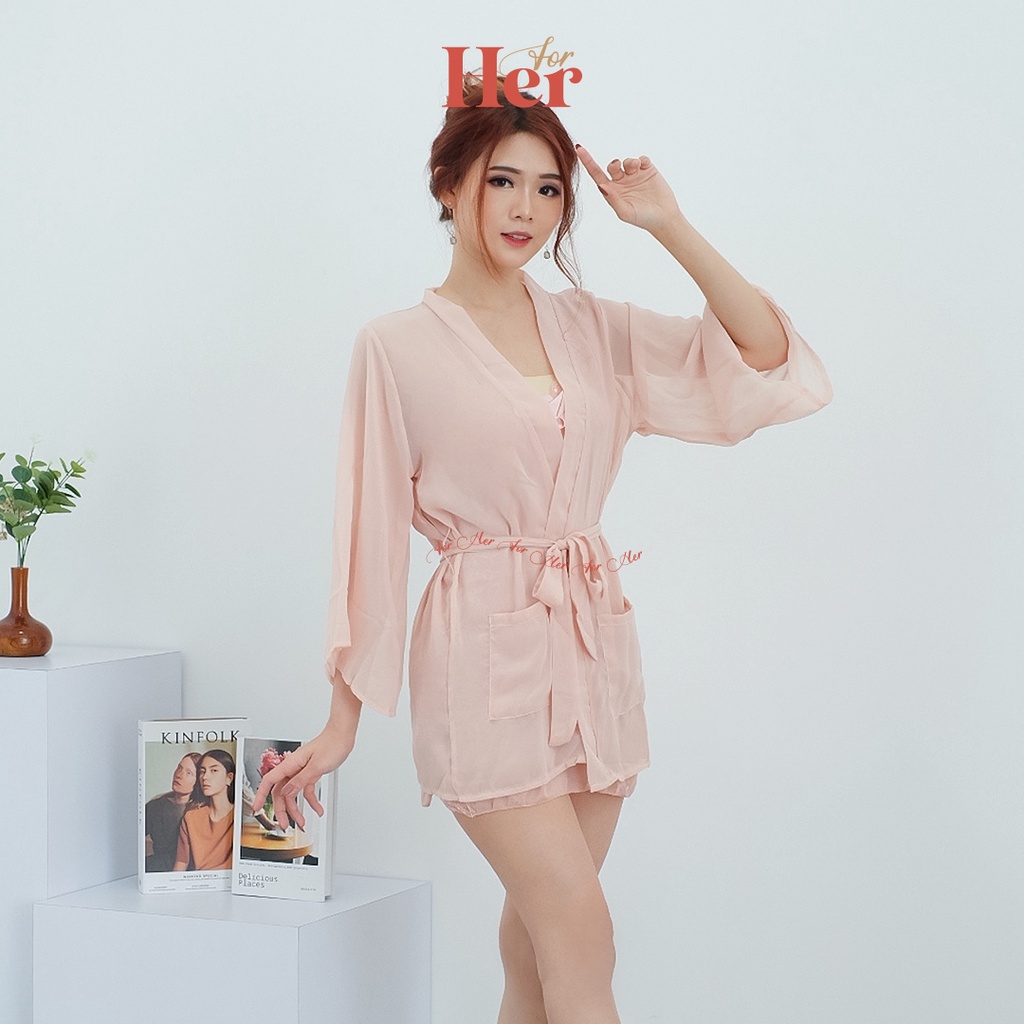LR08 Lingerie Sexy Oversize Style Lingerie Wanita Seksi Sleep Wear Baju Tidur Sexy All Size-Pink V2