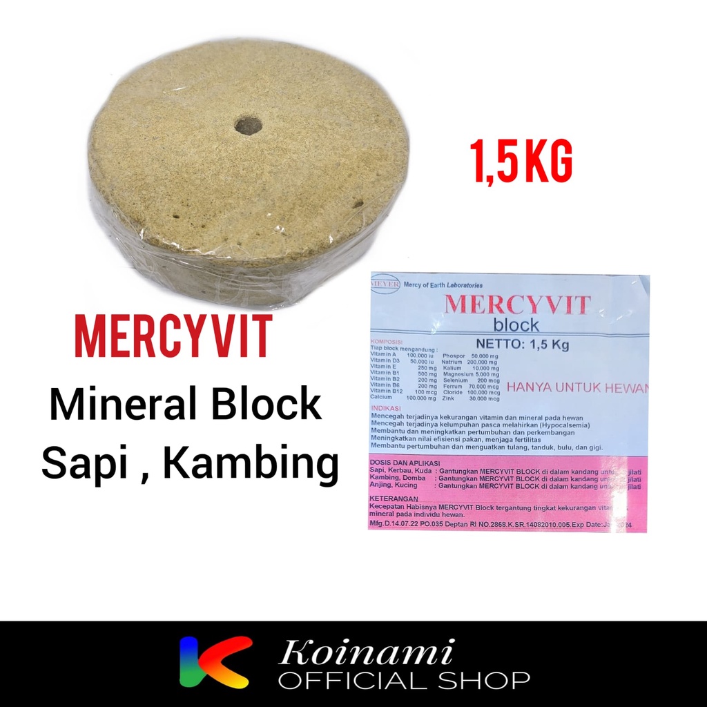 Mercyvit Mineral Blok 1,5 kg - Mineral Sapi - Vitamin Sapi - Mineral Kambing - Mineral Domba