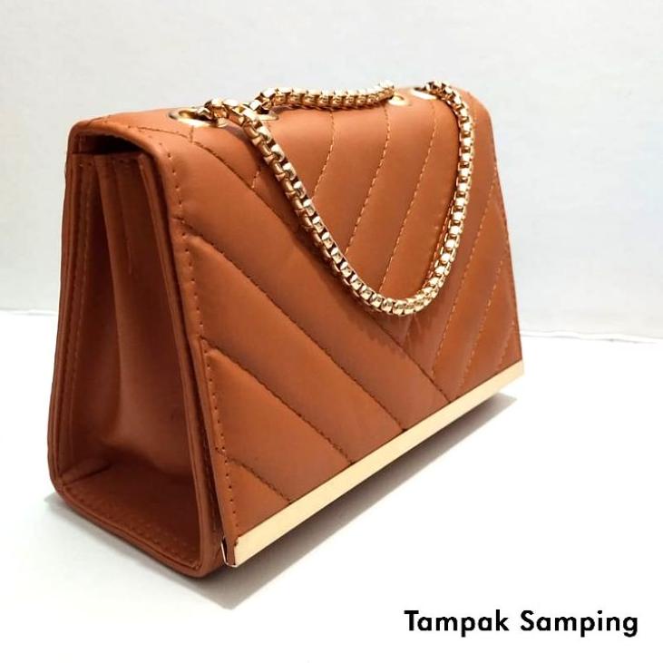 ♦ Tas selempang ckarissa tas selempang cewek tas selempang tali rantai panjang gold tas kerja wanita