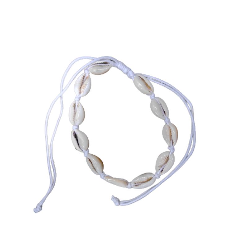 GELANG KERANG/GELANG KERANG LAUT/KERAJINAN KERANG/GELANG UNIK/SUPPLIER GELANG/SEASHELL BRACELET/CLAM-Putih