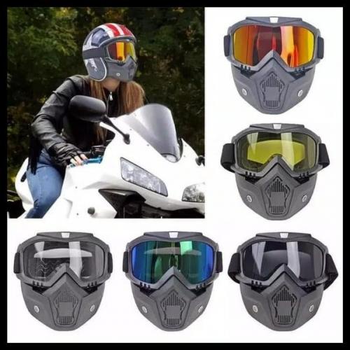 Kacamata Helm dan Masker Motor Set Paintball Trail