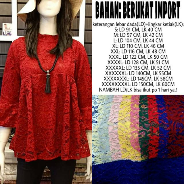 (ld150 cm) Baju Bunda  brukat babydoll jumbo Bigsize