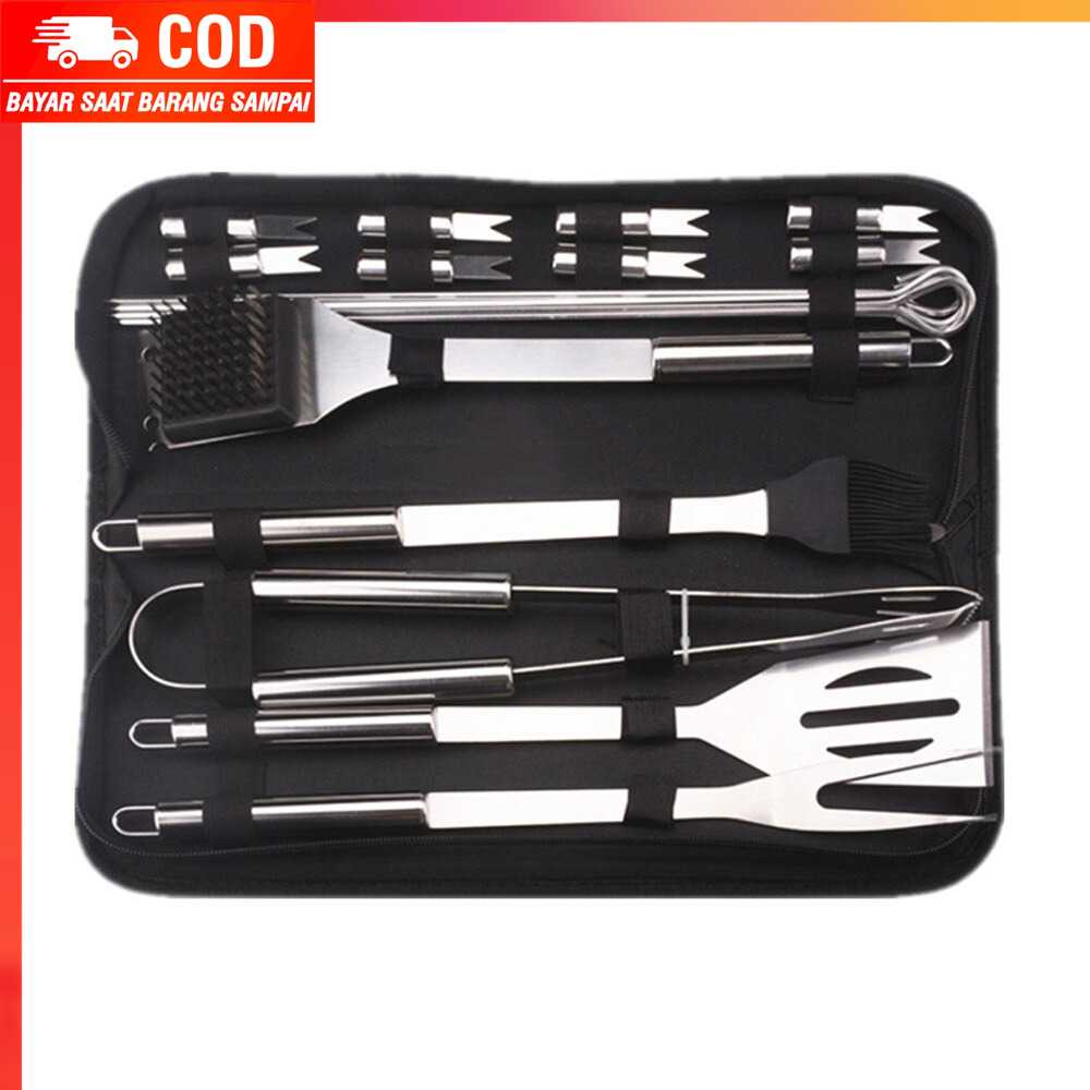 (100% BARANG ORI) Alat Masak BBQ Barbecue Grilling Tools Utensil 20 PCS - KT398