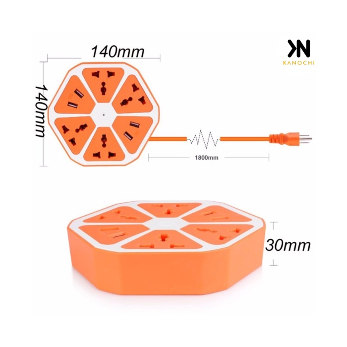 STOP KONTAK USB HEXOGAN 4LUBANG 1.8METER SOKET4 USB STOP KONTAK JERUK