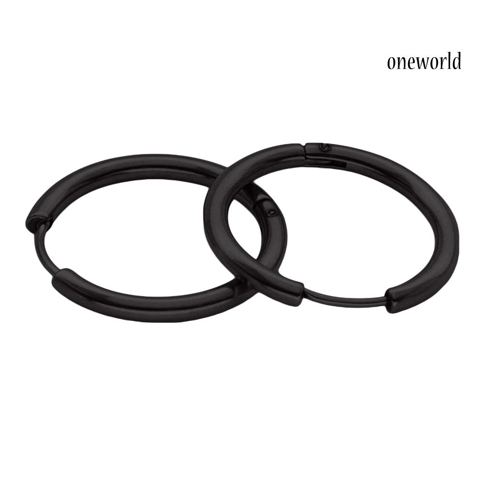 OW@ 1 Pair Stainless Steel Fashion Punk Unisex Ear Hoop Circle Earrings Jewelry Gift