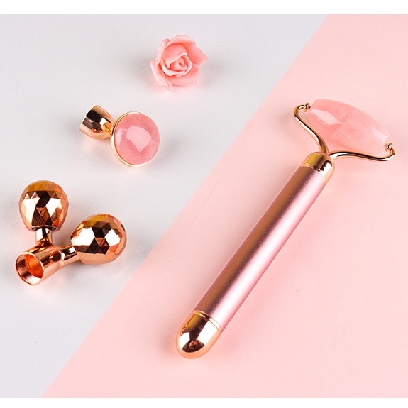 Massage Electric Beauty Bar - Alat Pijat Wajah Rosequartz Jade