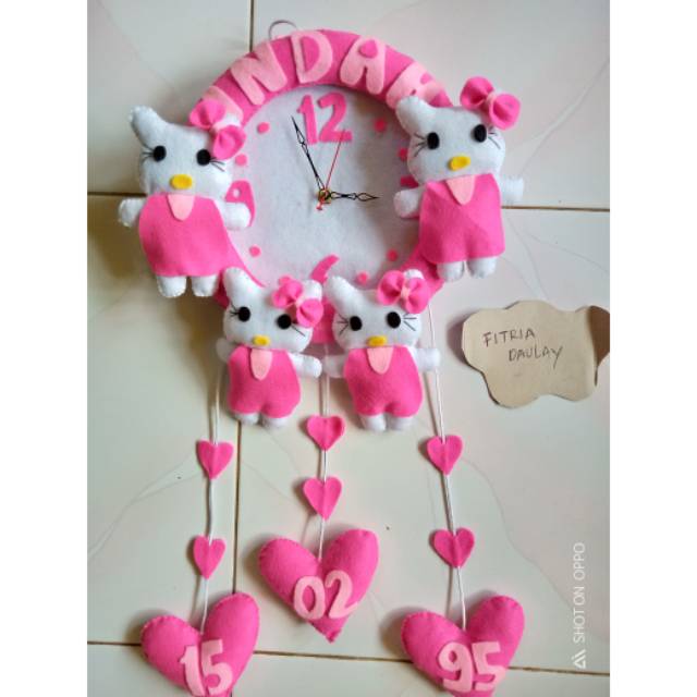 Hiasan Jam dinding flanel hello kitty lucu