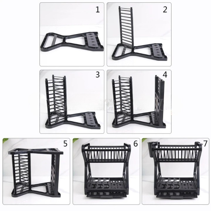 Rak Tempat Pengering Penyusun Cucian Piring Gelas Sendok Garpu Peralatan Makan 2 Layer Dapur Tebal Berkualitas Drainer Kitchen Dish Rack