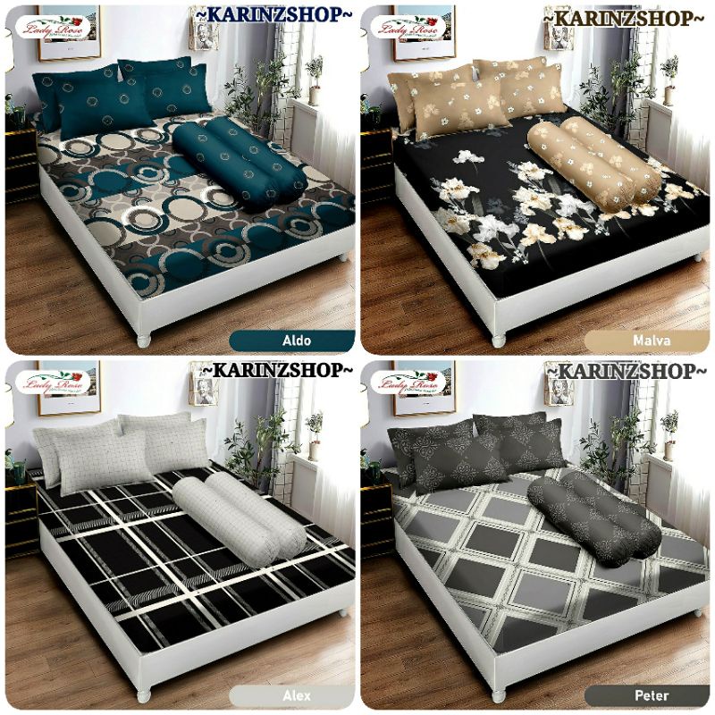 Lady Rose - Sprei King 180x200/Queen 160x200 - Tinggi 30 cm Bantal 2 - ALDO/MOSAIC/JANET/NAVAL