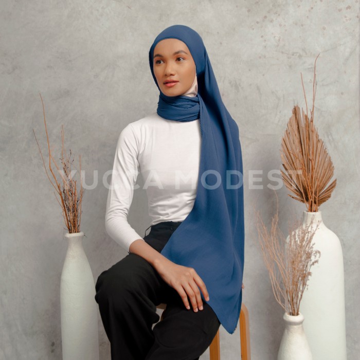 PASHMINA- HIJAB PASHMINA PLISKET CREPE PREMIUM HAWA 1.0 MOONLIGHT - YUCCA MODEST -PASHMINA.
