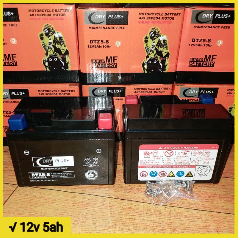 Aki accu motor 12v 5ah sepeda motor vario matic new 125 mio G injeksi xeon vixion jupiter mx scoopy 