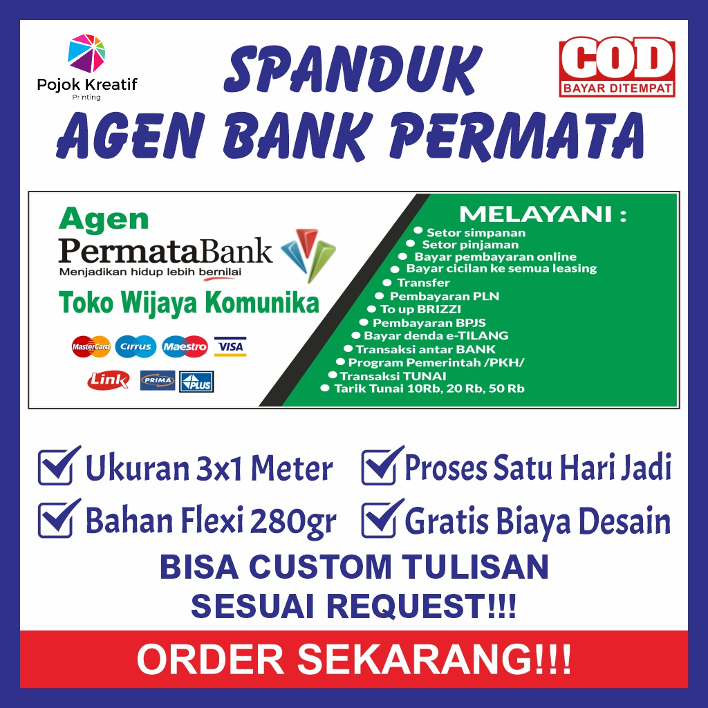 Jual Spanduk Sepanduk Banner Bener Baner Promosi Plang Baliho Agen Bank Permata Transaksi Online