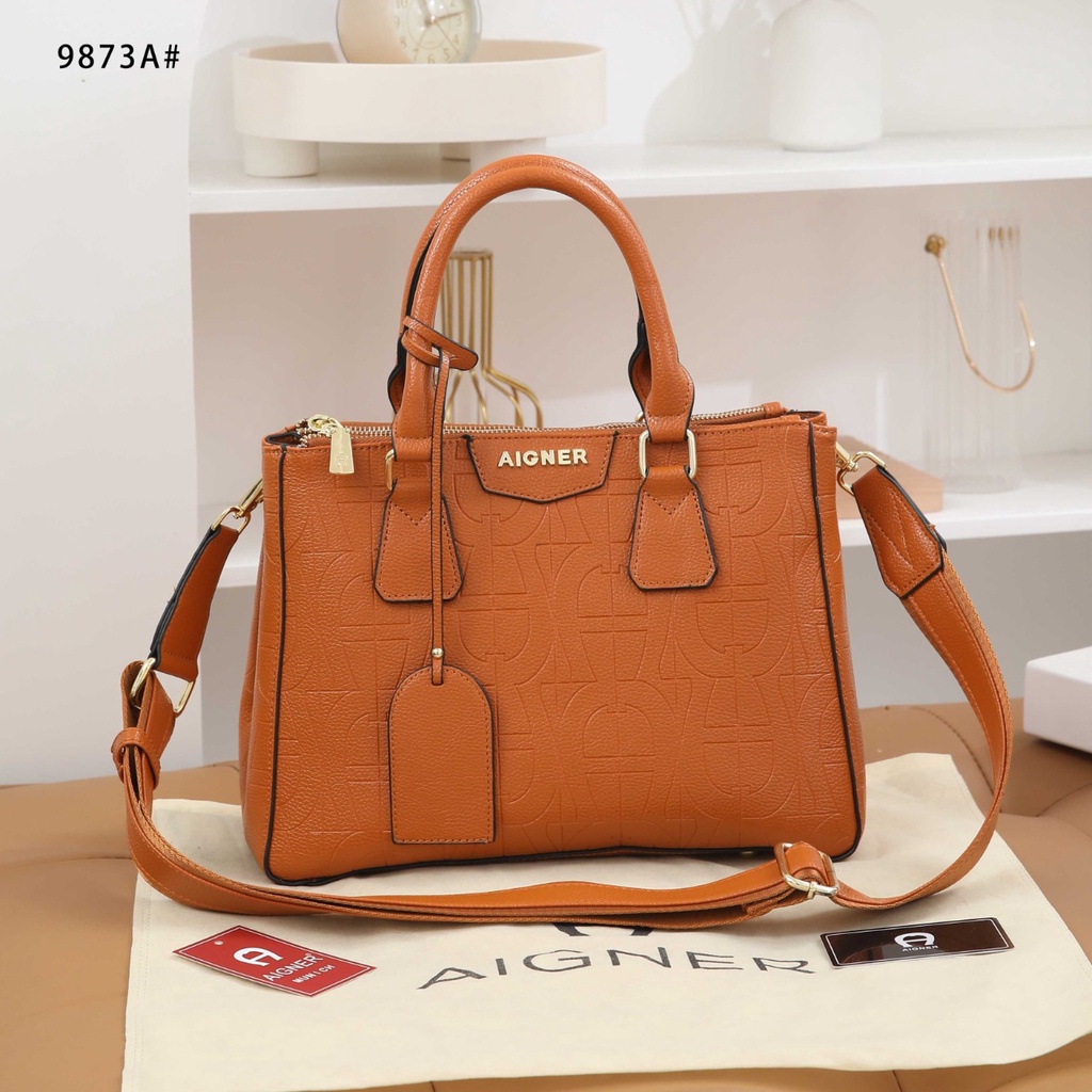 Embossed Leather Satchel 9873A