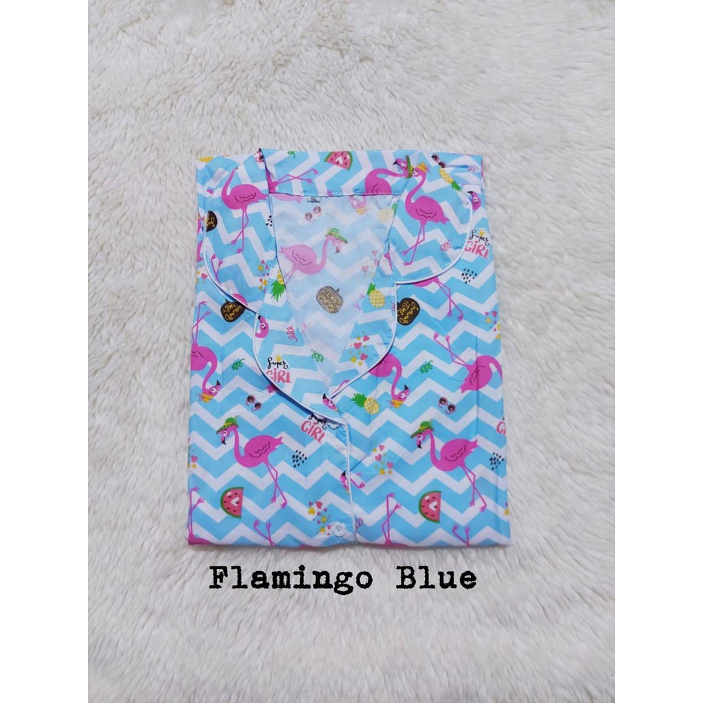 Setelan Piyama Baju Tidur PP Super Jumbo Ld 140 Cm No Tipu Tipu-FLAMINGO BLUE