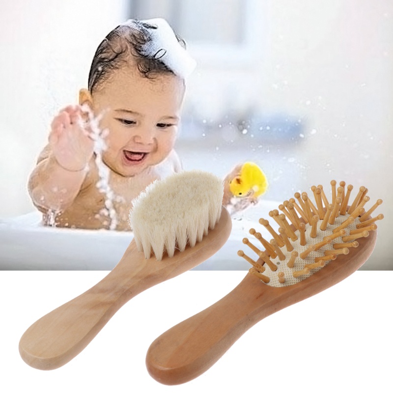 Mary 2Pcs / Set Sisir Pijat Kepala Bayi Newborn Laki-Laki / Perempuan Bahan Kayu