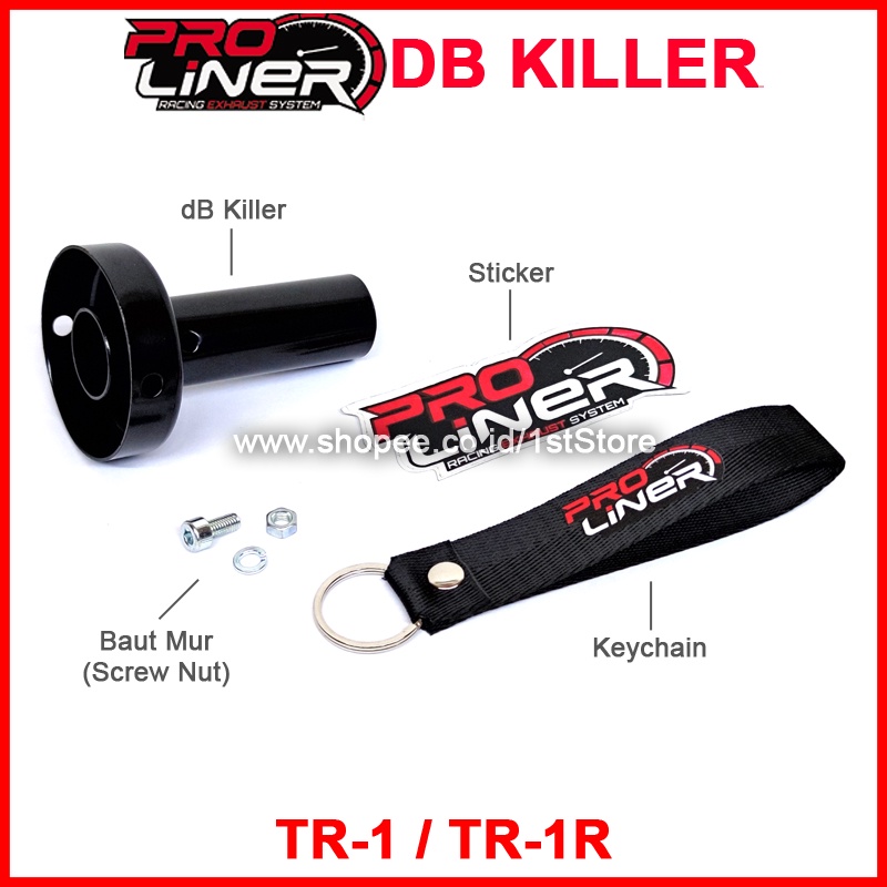 DB KILLER KNALPOT PROLINER TR1 TR1R ORIGINAL + BAUT MUR STICKER KEYCHAIN PEREDAM SUARA ANTI BISING S