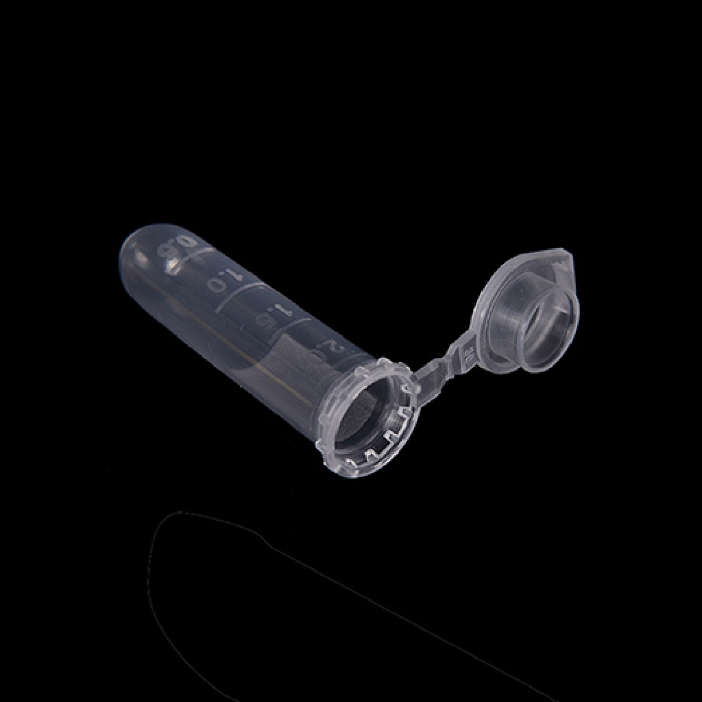 Adawnshbhyu 100pcs 2ml Micro Centrifuge Tube Vial Botol Plastik Bening Wadah Tutup Snap