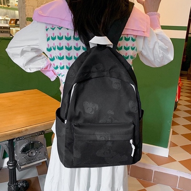 Mores Tas ransel Korean Polos Kimo backpack Import motif beruang hitam tas sekolah kuliah remaja