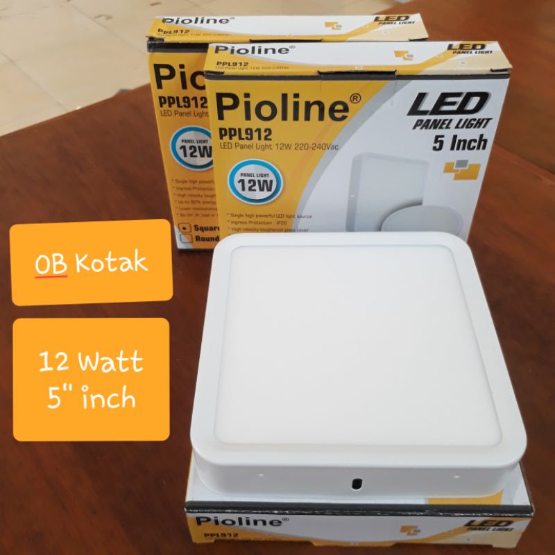 PIOLINE Lampu LED Panel 12 Watt 12w Downlight OB Outbow Tempel Kotak SNI - Putih / Kuning
