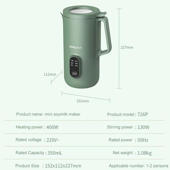 

GERELECT Mini 4in1 Soymilk Maker 350ML Mesin Susu Kacang .lss
