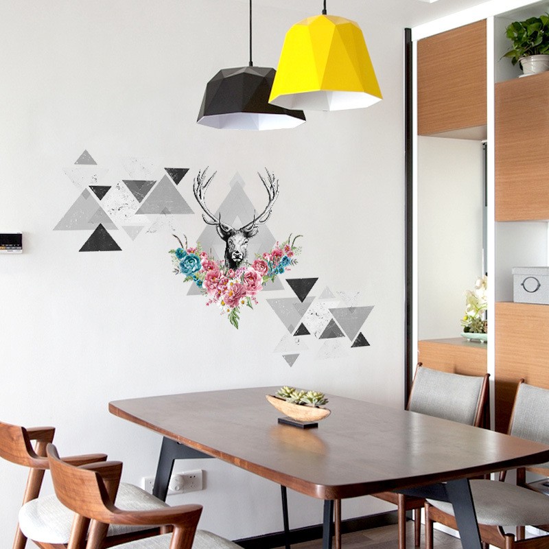 Reliza Wall Sticker Abstrak Segitiga Rusa Stiker Dinding LDR