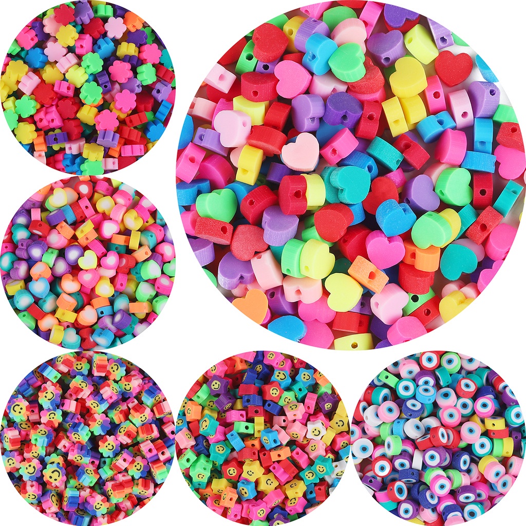 30pcs/Lot 10mm Clay Spacer Beads Sunflower Shape Smile-Face Polymer Clay Beads For Jewelry Making DIY Handmade Accessories