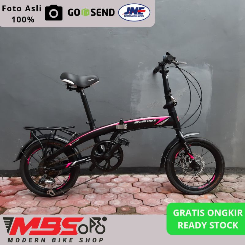 Sepeda Lipat Anak 16 inch Sakoni Swiss bike murah terbaru cakram perempuan mirip pacific