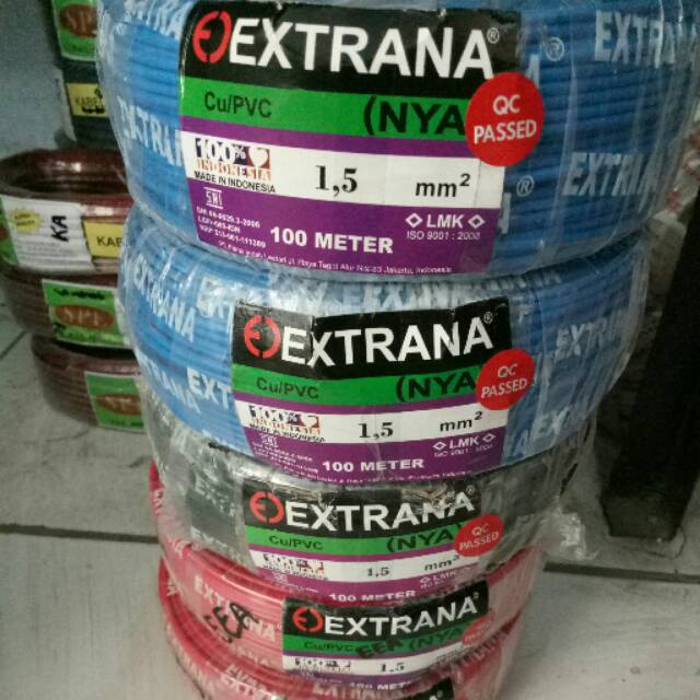 1ROLL Kabel NYA 1 x 1,5mm asli tembaga EXTRANA kabel tembaga 1,5mm kabel listrik tunggal 100meter