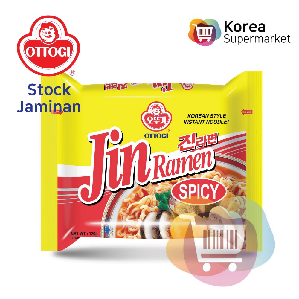 Ottogi Jin Ramen Ramyun Hot 120g/Mi Ramen Ramyun Pedas Asli Korea