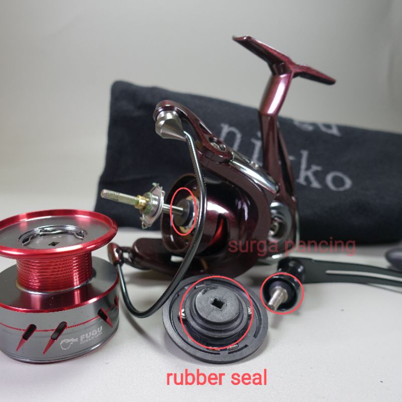 Reel FUGU NIKKO SW seal, bonus sarung reel 1000 2000 3000 4000 6000